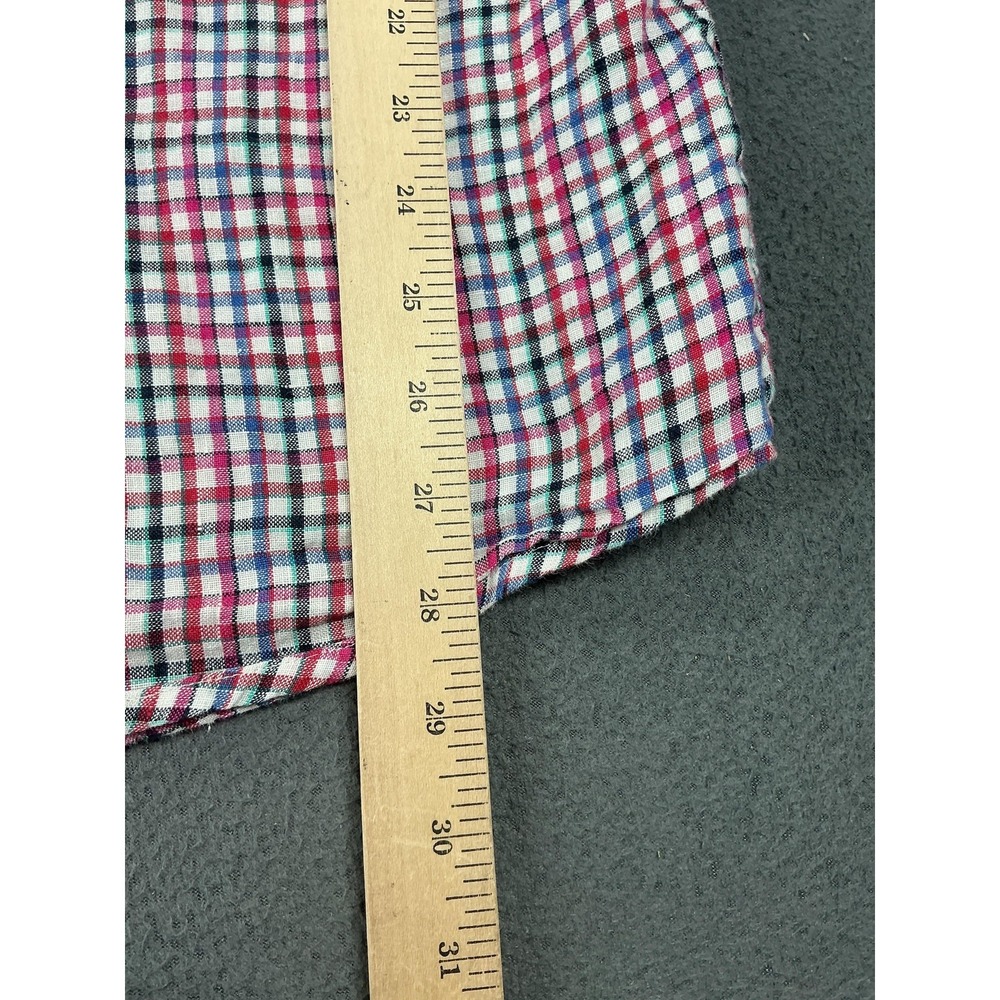 Orvis Shirt Mens Medium Multicolor Check Linen Short Sleeve Button Up Casual - Picture 6 of 7